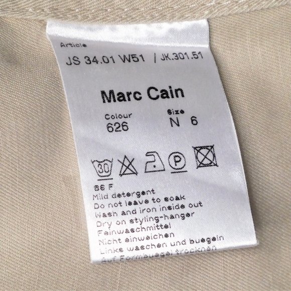 MARCCAIN Beige Linen Blend Blazer/Jacket Size 6 - US 14 - Picture 9 of 11